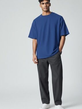 Men’s Hanes Royal Blue Beefy T Crew Neck T- Shirt Size Large